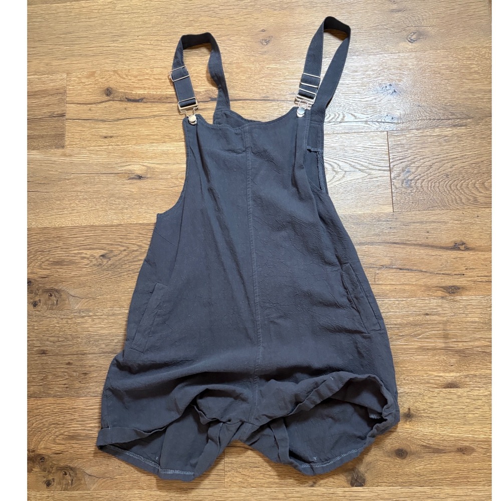 Fashion Charcoal Grey Cotton Linen Shortalls Overalls MZC-714 Womens Medium - Picture 7 of 12